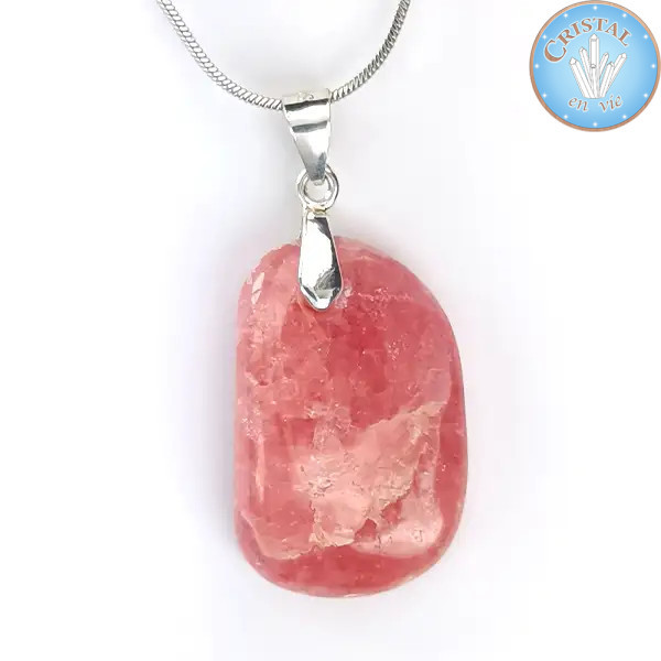 Pendentif - Rhodocrosite d'Argentine, Pierre naturelle rose avec bélère en argent 925 n5