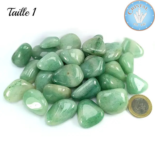 Aventurine, pierres naturelles. Pierre roulée de couleur verte. Taille 1