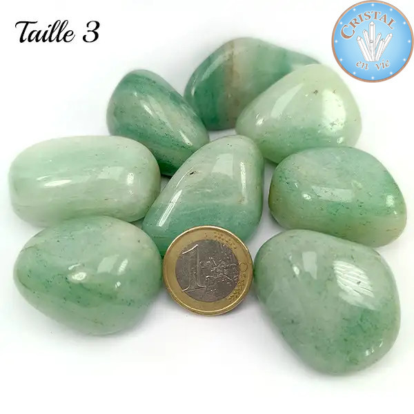 Aventurine, pierres naturelles. Pierre roulée de couleur verte. Taille 3