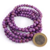 Phosphosiderite bracelets, 6 mm natural stone beads, violet color, from lilac to mauve.