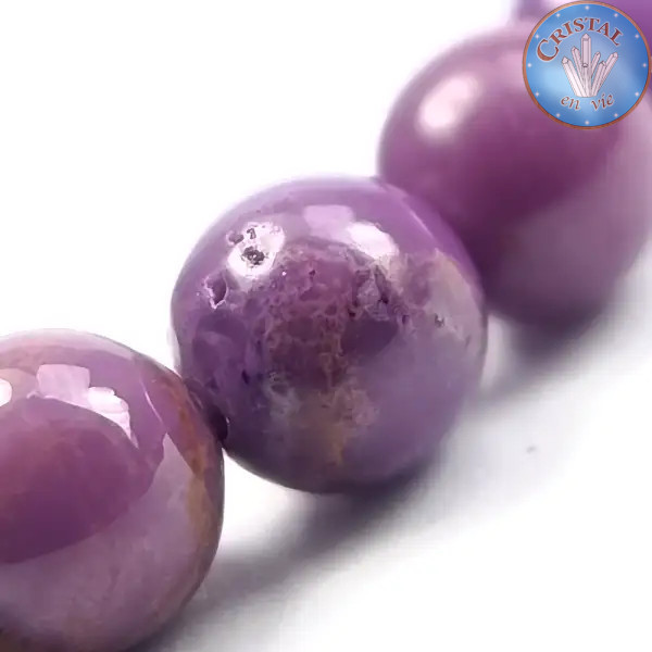 Bracelets en Phosphosidérite, perles en pierres naturelles de 6mm, couleur violet, lilas à mauve.