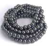 Pulseras de Hematita, cuentas de piedra natural de 6 mm, color gris acero con brillo metálico.