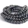 Hematite bracelets, 6 mm natural stone beads, steel gray color with a metallic sheen.