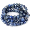 Bracciali in Dumortierite, perle in pietra naturale da 8 mm, di colore blu e nero.
