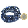 Bracelets en Dumortiérite, perles en pierre naturelle de 8 mm, couleur bleu et noir.