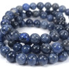 Pulseiras de Dumortierita, contas de pedra natural de 8 mm, de cor azul e preta.