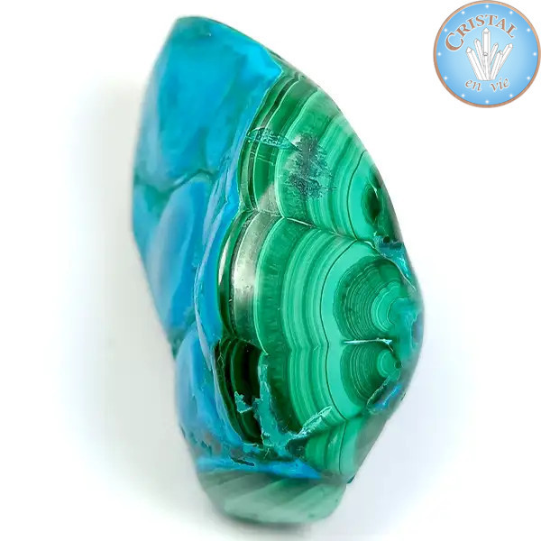 Chrysocolle-Malachite, Pierre naturelle polie de couleur bleu, vert et turquoise. Pierre n°2