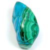 Chrysocolla–Malachiet, natuurlijk gepolijste steen in blauw-, groen- en turkoois­tinten. Steen nr. 2