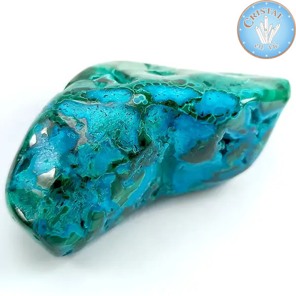 Chrysocolle-Malachite, Pierre naturelle polie de couleur bleu, vert et turquoise. Pierre n°2