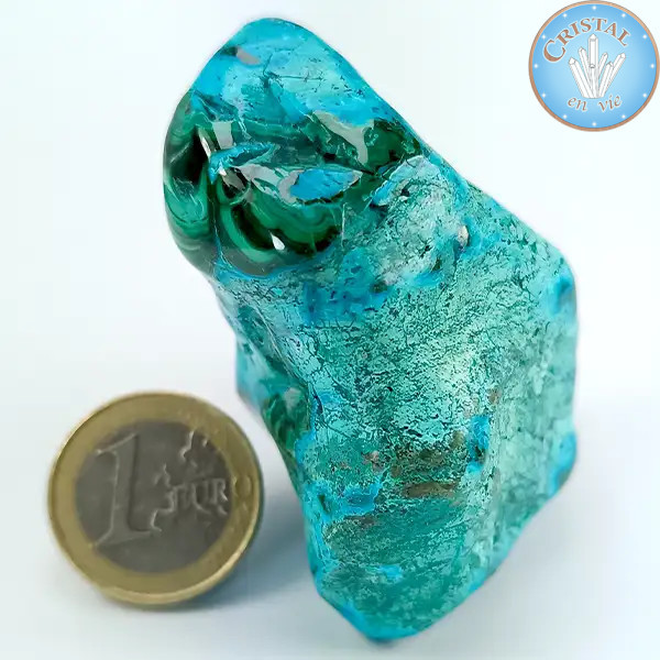 Chrysocolle-Malachite, Pierre naturelle polie de couleur bleu, vert et turquoise. Pierre n°3