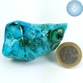 Chrysocolle-Malachite, Pierre naturelle polie de couleur bleu, vert et turquoise. Pierre n°3