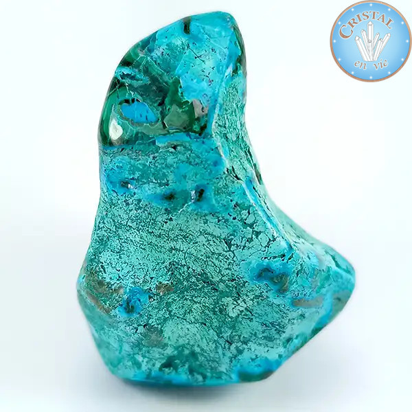 Chrysokoll-Malachit, Natürlicher polierter Stein in Blau, Grün und Türkis. Stein Nr. 3