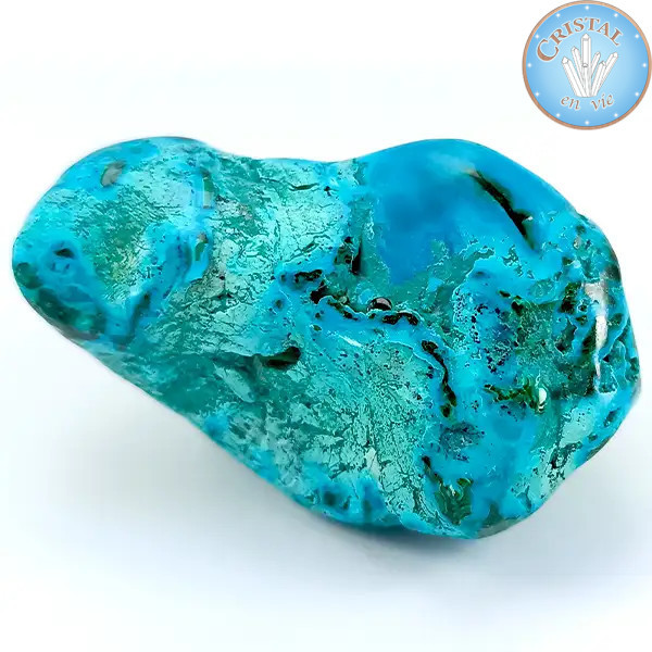 Crisocola-Malaquita, Piedra natural pulida de color azul, verde y turquesa. Piedra n.º 3