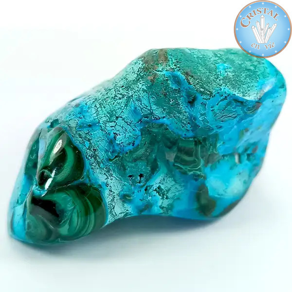 Crisocolla-Malachite, Pietra naturale levigata nei colori blu, verde e turchese. Pietra n° 3
