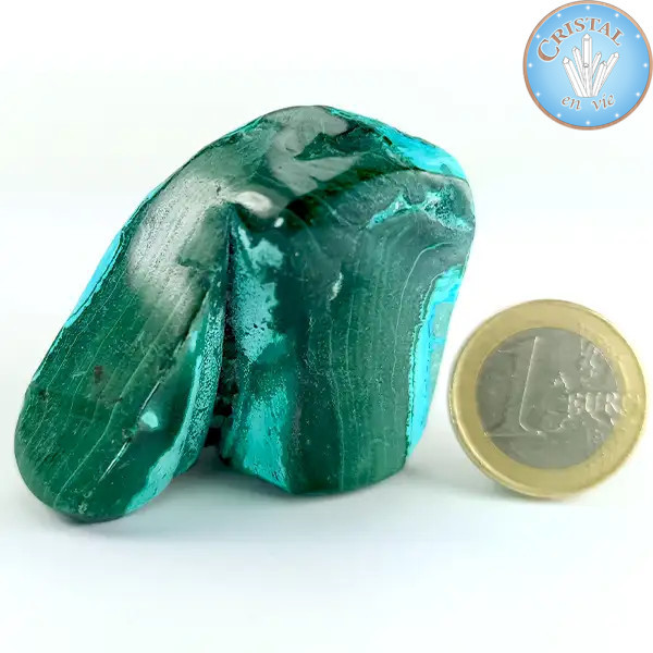 Crisocola-Malaquita, Piedra natural pulida de color azul, verde y turquesa. Piedra n.º 4