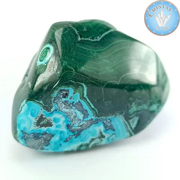 Crisocola-Malaquita, Pedra natural polida nas cores azul, verde e turquesa. Pedra nº 5