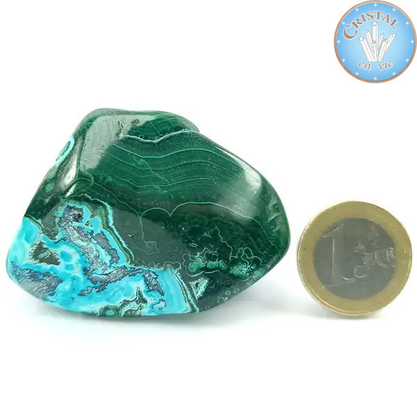 Crisocola-Malaquita, Pedra natural polida nas cores azul, verde e turquesa. Pedra nº 5