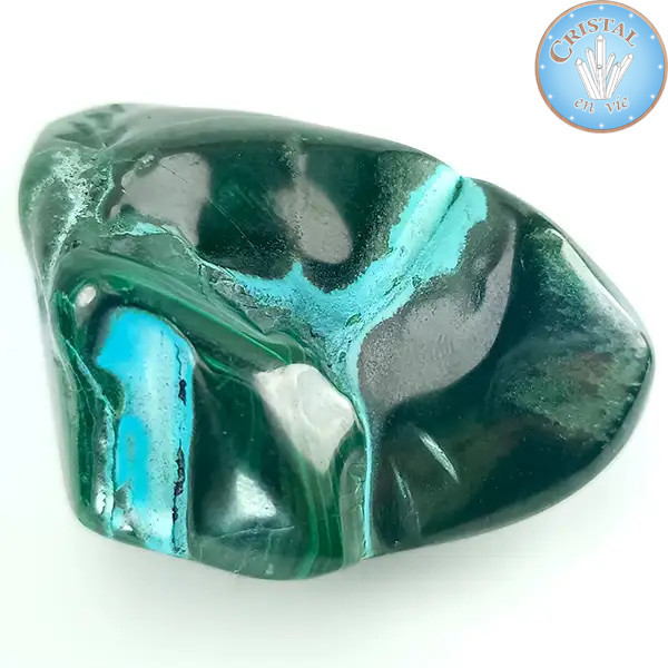 Chrysocolle-Malachite, Pierre naturelle polie de couleur bleu, vert et turquoise. Pierre n°5
