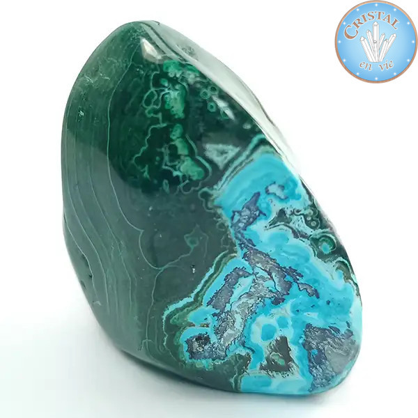 Crisocola-Malaquita, Pedra natural polida nas cores azul, verde e turquesa. Pedra nº 5