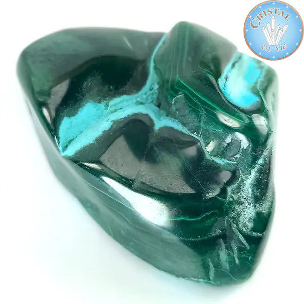 Chrysocolle-Malachite, Pierre naturelle polie de couleur bleu, vert et turquoise. Pierre n°5