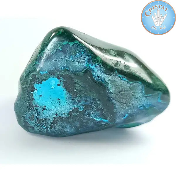 Crisocolla-Malachite, Pietra naturale levigata nei colori blu, verde e turchese. Pietra n° 6