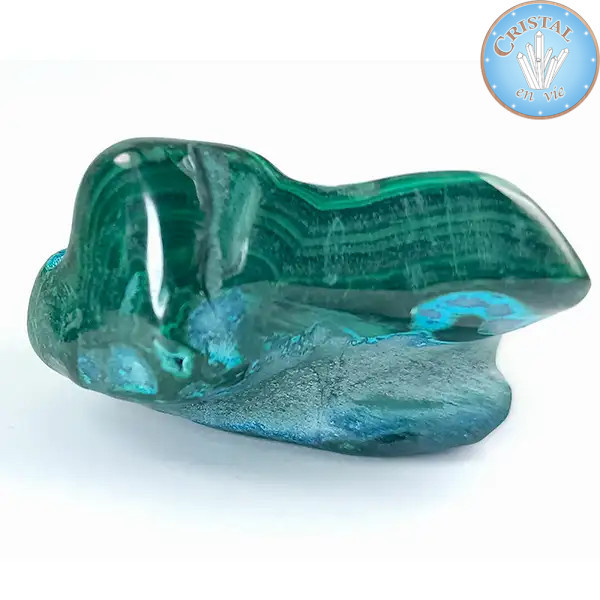 Crisocolla-Malachite, Pietra naturale levigata nei colori blu, verde e turchese. Pietra n° 6
