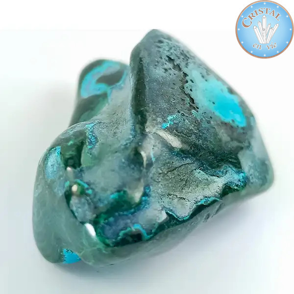 Chrysocolla-Malachiet, Natuurlijke gepolijste steen in blauw, groen en turquoise. Steen nr. 6