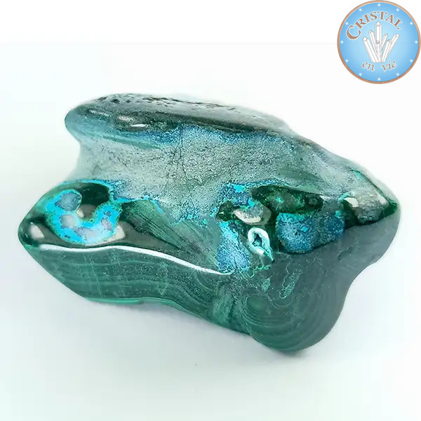Chrysocolle-Malachite, Pierre naturelle polie de couleur bleu, vert et turquoise. Pierre n°6