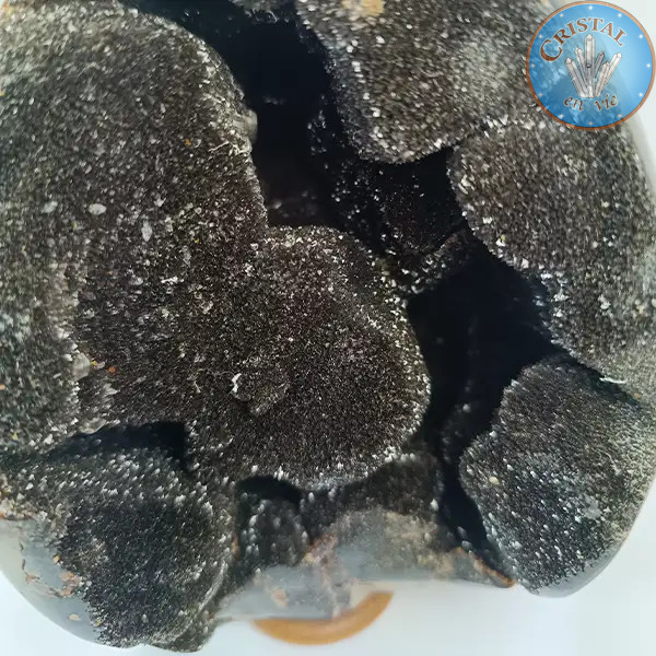 Eivormige geode van wilde Septaria, ook wel Drakensteen genoemd. Natuurlijke gekristalliseerde steen.