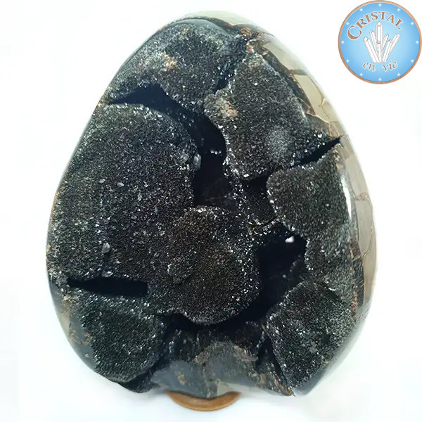 Eivormige geode van wilde Septaria, ook wel Drakensteen genoemd. Natuurlijke gekristalliseerde steen.