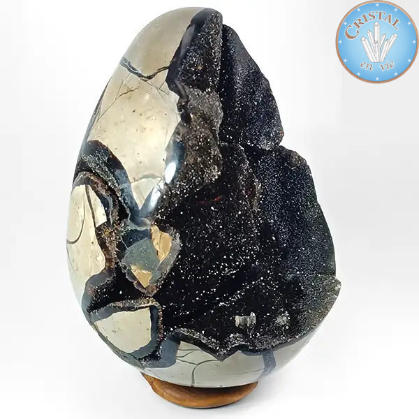 Eivormige geode van wilde Septaria, ook wel Drakensteen genoemd. Natuurlijke gekristalliseerde steen. n2