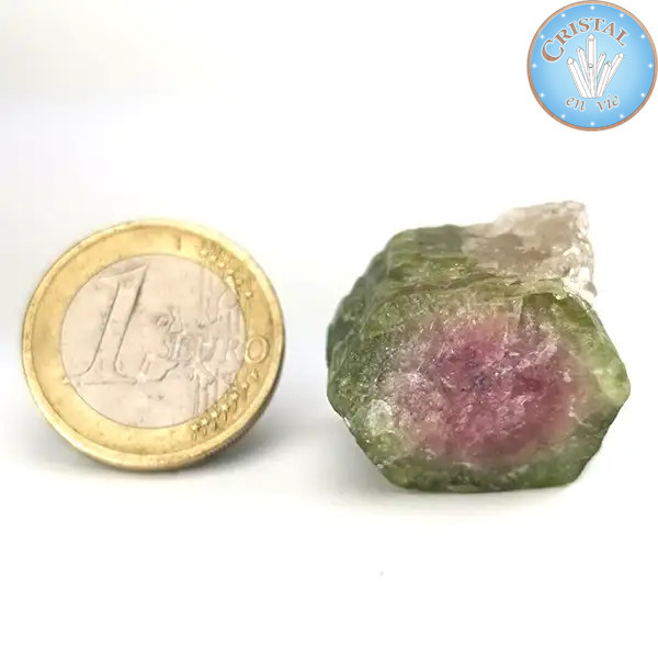 Cristal bruto natural de Turmalina Melancia - Pedra de Turmalina Melancia rosa e verde. Nº 6
