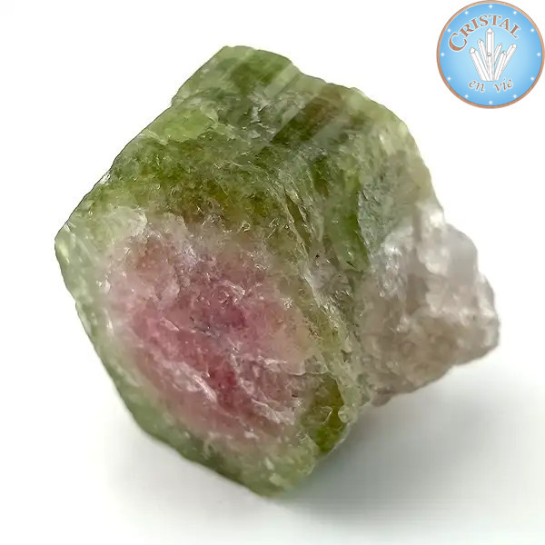 Cristal bruto natural de Turmalina Sandía - Piedra de Turmalina Sandía rosa y verde. Nº 6