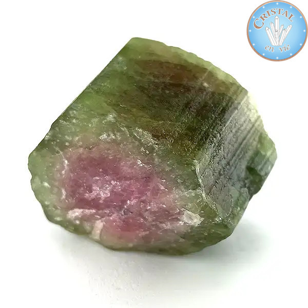 Cristal bruto natural de Turmalina Melancia - Pedra de Turmalina Melancia rosa e verde. Nº 6