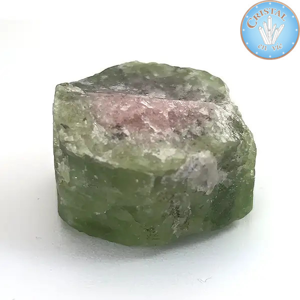 Cristal bruto natural de Turmalina Sandía - Piedra de Turmalina Sandía rosa y verde. Nº 7