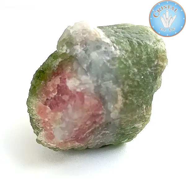 Cristal bruto natural de Turmalina Sandía - Piedra de Turmalina Sandía rosa y verde. Nº 9