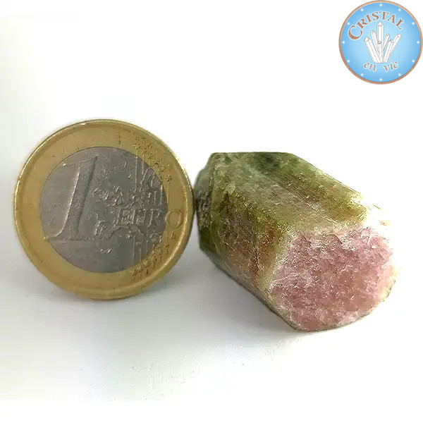 Cristal bruto natural de Turmalina Melancia - Pedra de Turmalina Melancia rosa e verde. Nº 10