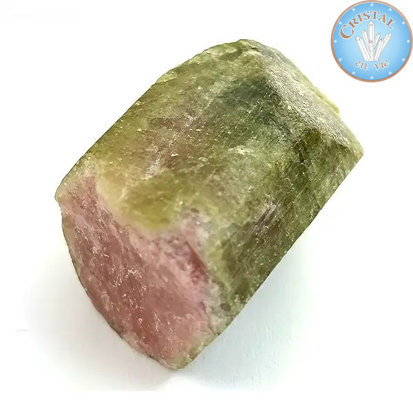 Cristal bruto natural de Turmalina Sandía - Piedra de Turmalina Sandía rosa y verde. Nº 10