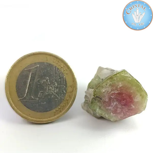 Cristal bruto natural de Turmalina Melancia - Pedra de Turmalina Melancia rosa e verde. Nº 11