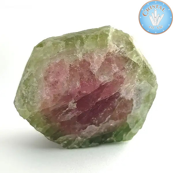 Cristallo grezzo naturale di Tormalina Anguria - Pietra di Tormalina Anguria rosa e verde. N. 12