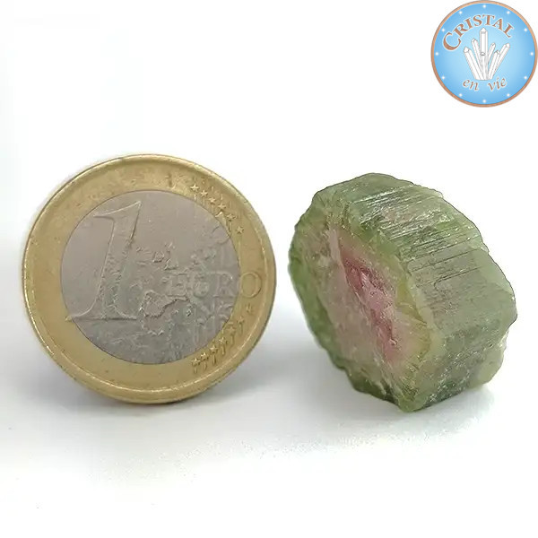 Cristallo grezzo naturale di Tormalina Anguria - Pietra di Tormalina Anguria rosa e verde. N. 13