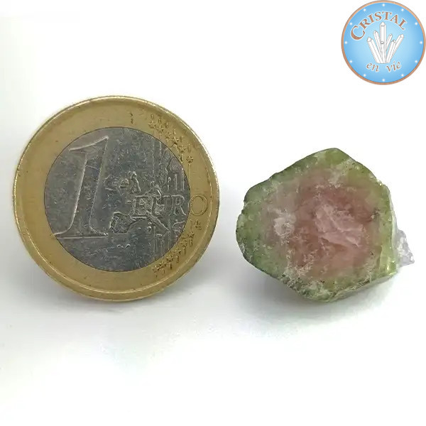 Cristal bruto natural de Turmalina Melancia - Pedra de Turmalina Melancia rosa e verde. Nº 14