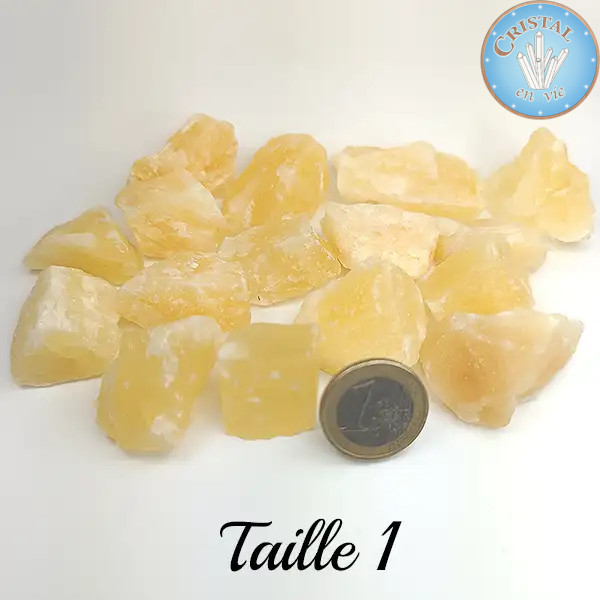 Calcite Arancione del Messico, pietra naturale grezza dai colori giallo-arancio. Misura 1.
