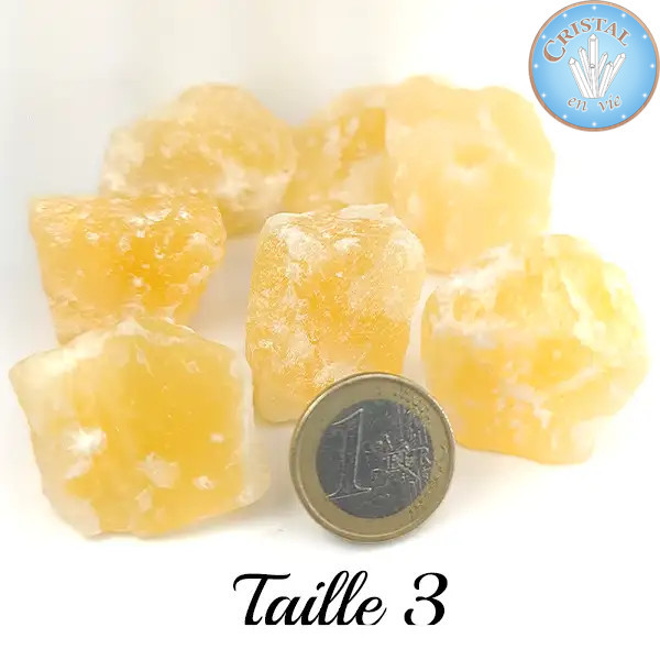 Calcite orange du Mexique, pierre brute naturelle Taille 3 aux couleurs jaune-orangé.