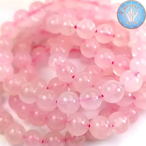 Pulsera de Cuarzo Rosa, Piedras Naturales, Cuentas Pulidas de 8 mm