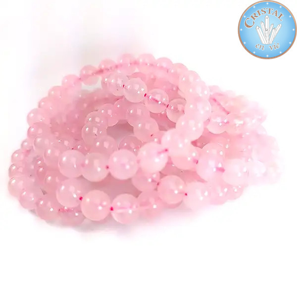 Rozenkwarts Armband, Natuurstenen, Gepolijste Kralen van 8 mm