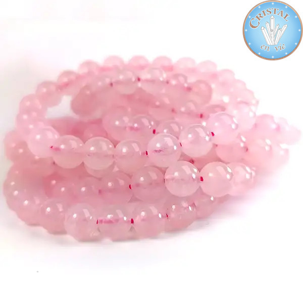 Rose Quartz Bracelet, Natural Stones, 8 mm Polished Beads