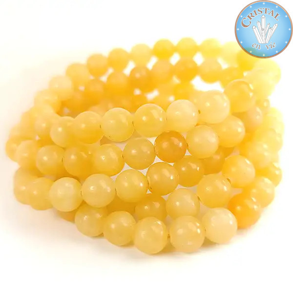 Orange Calcite Bracelet, 8 mm polished beads in yellow-orange natural stone