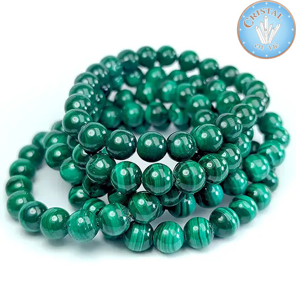 Pulsera de Malaquita con cuentas pulidas de 8 mm de piedra natural de colores verdes