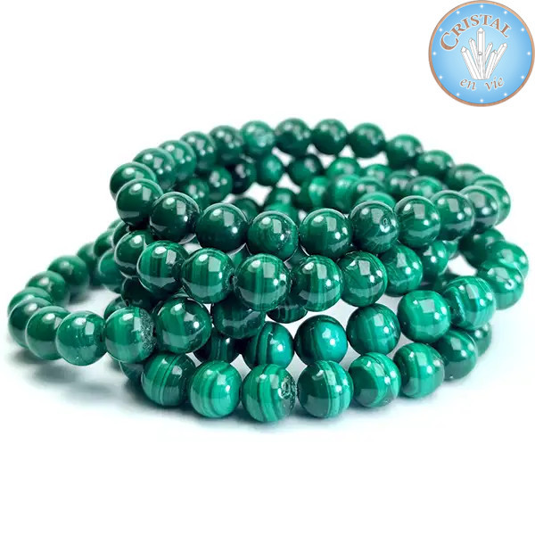 Pulsera de Malaquita con cuentas pulidas de 8 mm de piedra natural de colores verdes